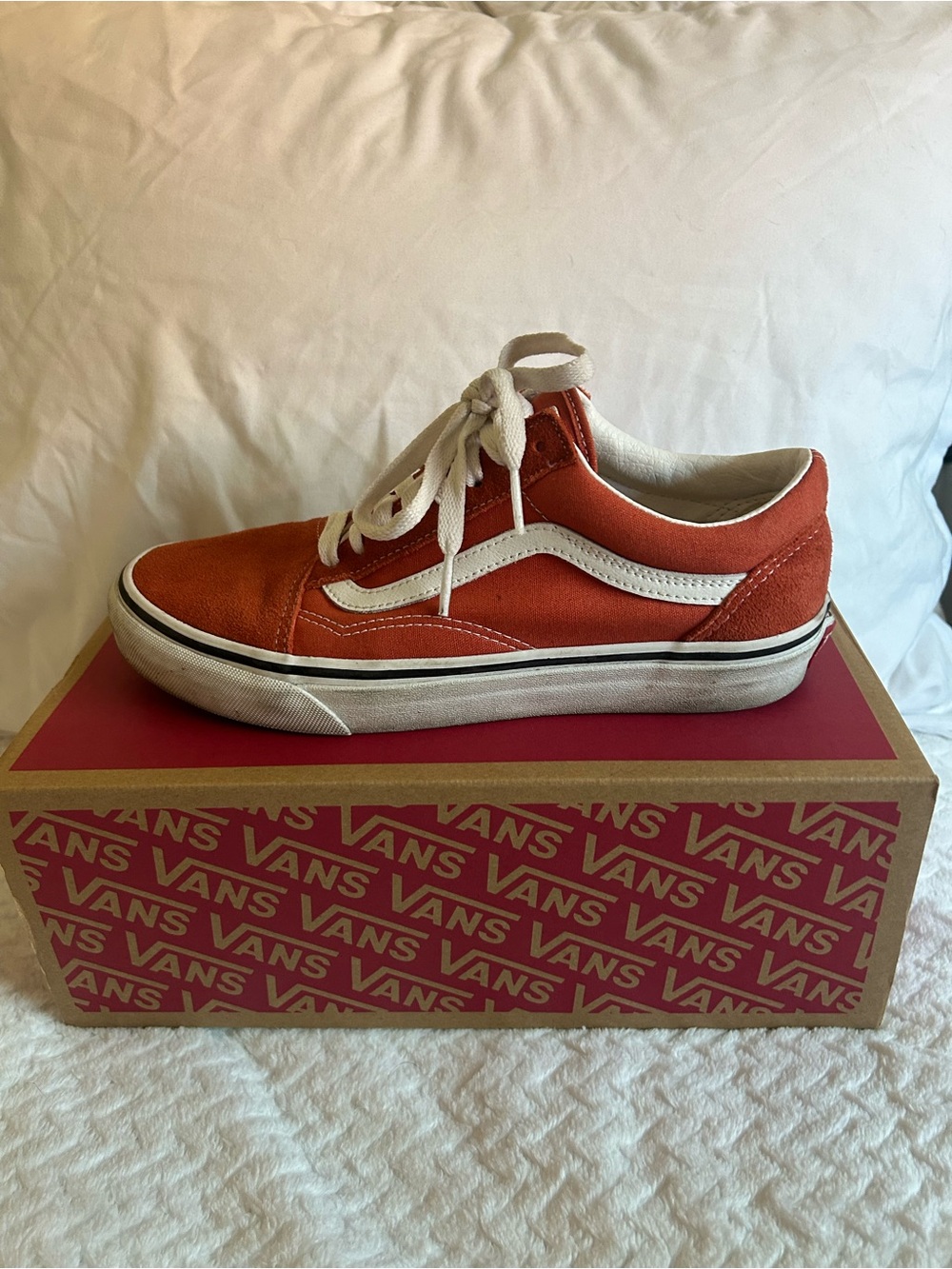 Vans Low Top Skate Shoe - Orange & White